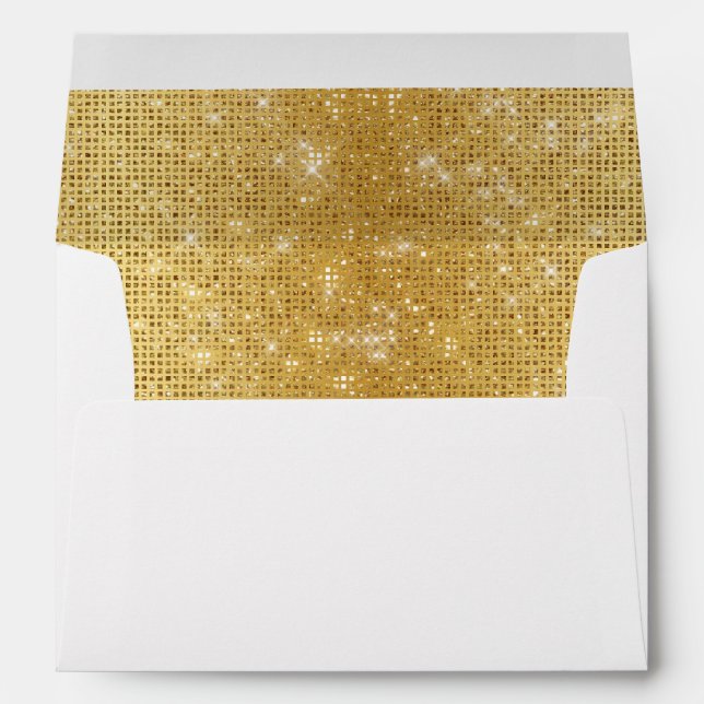 Classic Faux Gold Glitter Return Address Envelope (Back (Bottom))
