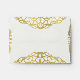 CLASSIC FAUX GOLD ORNATE WHITE RSVP RETURN ADDRESS ENVELOPE