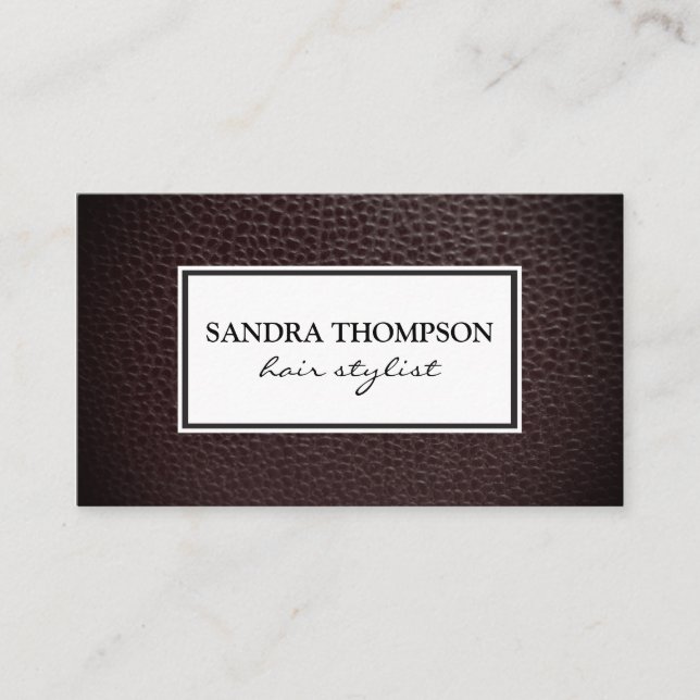 Classic Faux Leather / White Frame Business Card (Front)