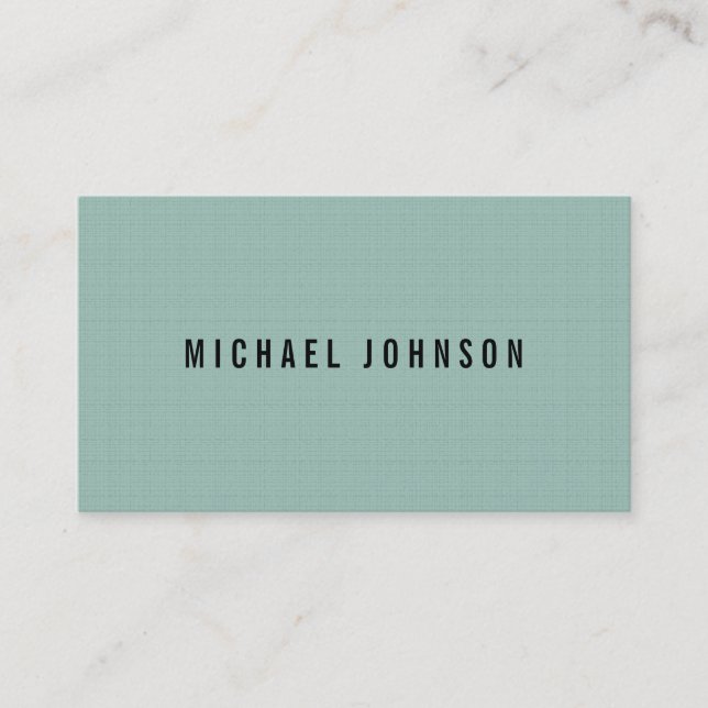 Classic Faux Linen Mint Business Card (Front)