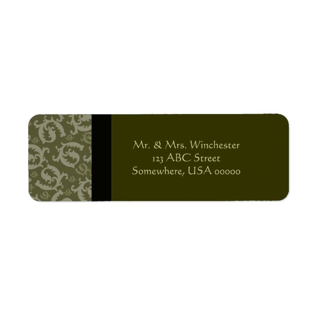 Classic Feathered Damask Return Address Label (Front)