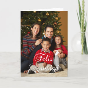 Classic Feliz Navidad Calligraphy Family Photo Holiday Card