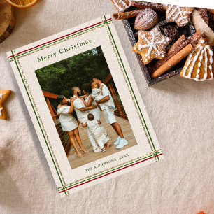 Classic Festive Borders Minimal Photo Christmas  Holiday Card