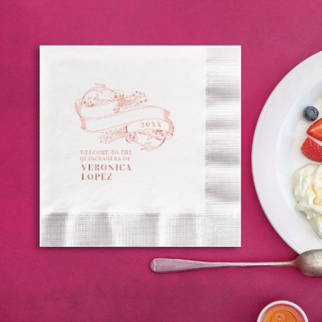 Classic Festive Elegant Quinceanera 15th Party Foil Napkins (Creator Uploaded)