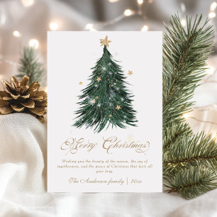 Classic Festive Gold Christmas Tree Holiday Card
