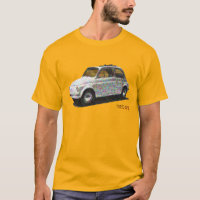 Classic Fiat 500 in white on gold