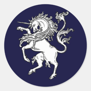 Classic Fierce Unicorn Round Sticker