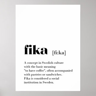 Classic Fika Definition Coffee Sweden Poster