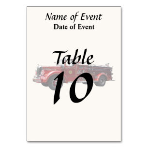 Classic Fire Engine Table Number