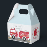 Classic Firetruck Kids favour box<br><div class="desc">Celebrate your little fire fighter's birthday with this classic fire truck favour box. Customise this roaring fire engine child's name and age. The number on the side of fire engine may be customised as well. Also customise the number on the badge on the side of the box. Have a blazing...</div>