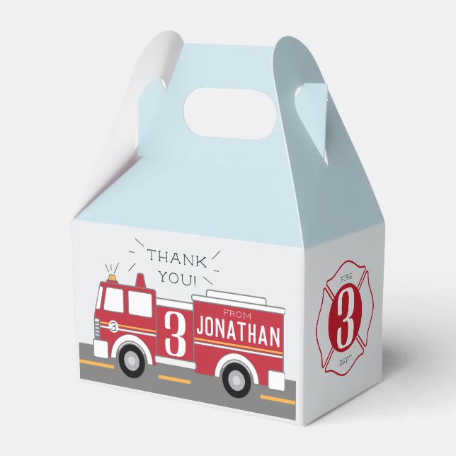 Classic Firetruck Kids favour box (Front Side)