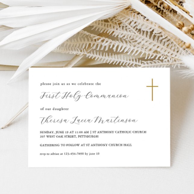 Classic First Holy Communion Cross Invitation (Creator Uploaded)