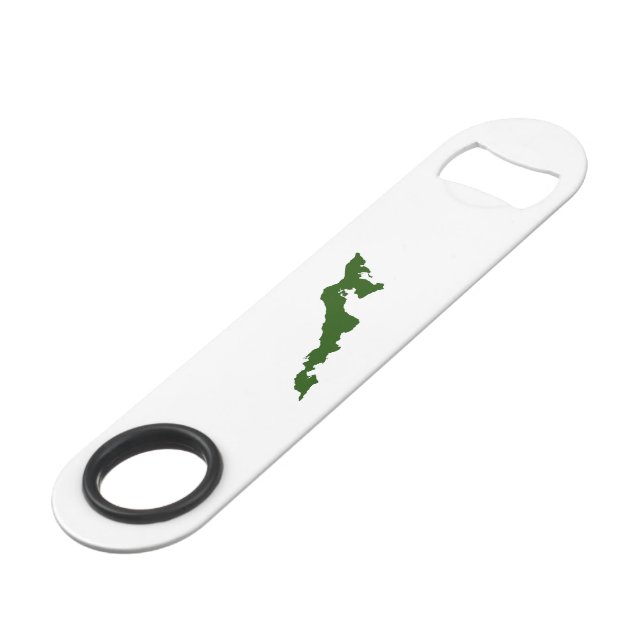 Classic Fishers Island Logo Bottle Opener - Green (Front Angled)