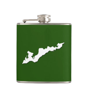 Classic Fishers Island Logo Flask – White on Green