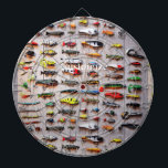 Classic Fishing Lures Thunder_Cove Dartboard<br><div class="desc">Fishing lures pattern design for fisherman's gift to personalise by changing to your name on  any background colour</div>