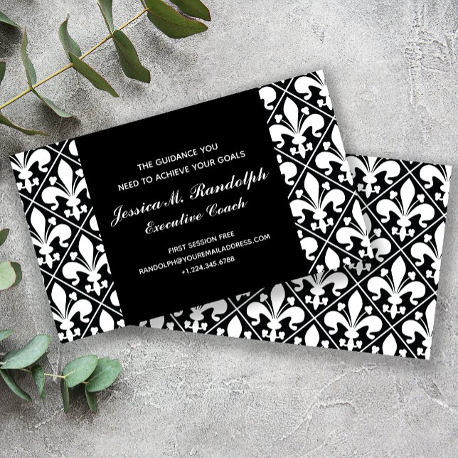 Classic Fleur de Lys Executive Black and White Business Card (Creator Uploaded)