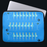Classic Flight Attendant Laptop Sleeve<br><div class="desc">When you see this Classic Flight Attendant Laptop Sleeve, it will be love at first flight! Inspired by 1960's minimalist art, this design features a vibrant, sky blue background. There are rows of identical retro flight attendants wearing aqua uniforms and pillbox hats. The lovely, poised ladies are standing at attention,...</div>