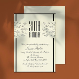 Classic Floral Beige Adult Birthday Invitation