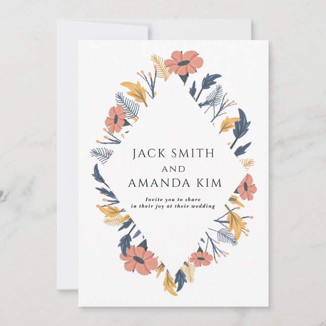 Classic Floral Blooming Flower Wedding Invitations (Front)