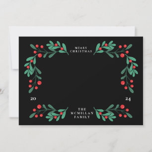 Classic Floral Christmas Frame Photo Card