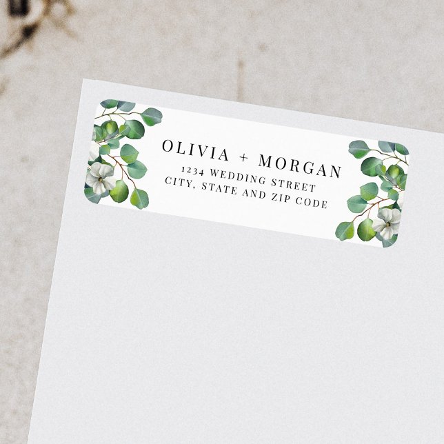 Classic Floral Eucalyptus Wedding Return Address Label (Creator Uploaded)