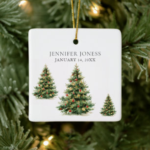 Classic Floral Frame Baby's First Christmas Ceramic Ornament