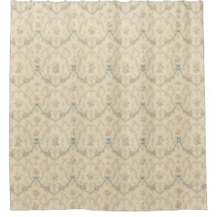 Classic Floral Garland Pattern with Ribbons Shower Curtain