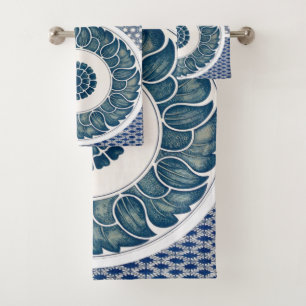 Classic Floral Ornament Print Bath Towel Set