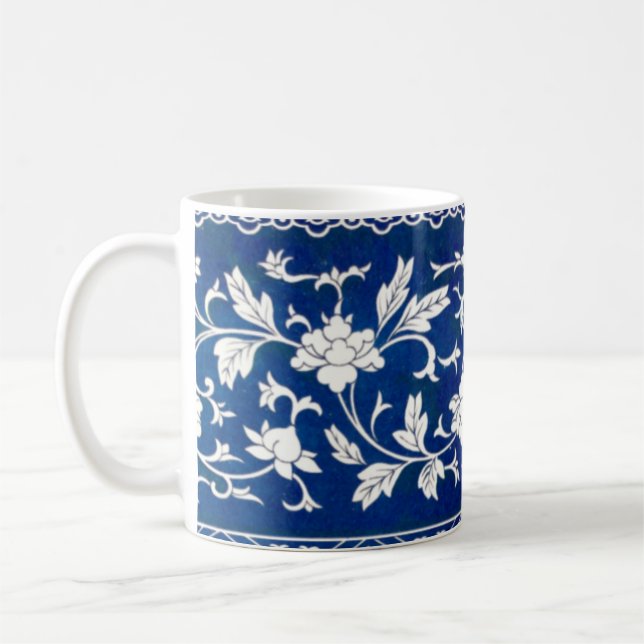 Classic Floral Ornament Print Coffee Mug (Left)