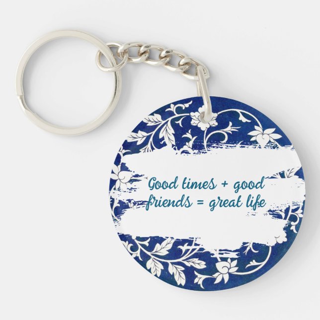 Classic Floral Ornament Print Key Ring (Front)