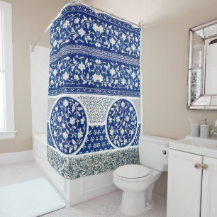 Classic Floral Ornament Print Shower Curtain