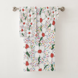Classic Floral Pattern Bath Towel Set