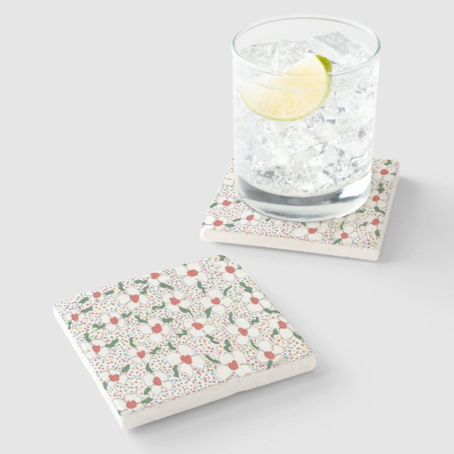 Classic Floral Pattern Stone Coaster (Side)
