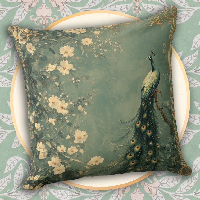 Classic Floral Peacock Cushion (Creator Uploaded)