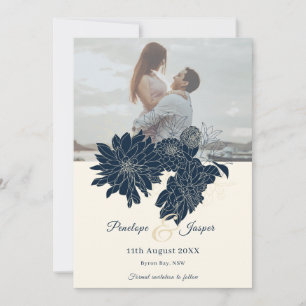 Classic Floral Photo Save the Date Invitation