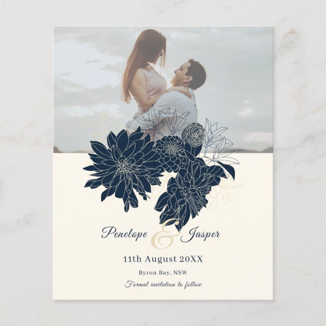 Classic Floral Photo Save the Date Invitation Flyer (Front)