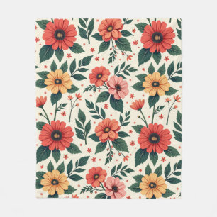 Classic Floral Symmetry Fleece Blanket