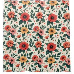 Classic Floral Symmetry Shower Curtain