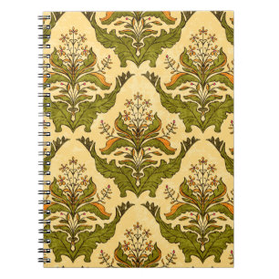 Classic floral wallpaper of stylised plants, seaml notebook