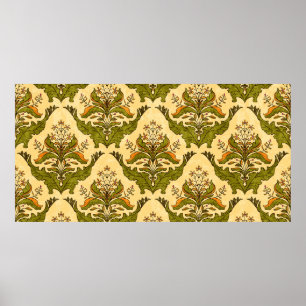 Classic floral wallpaper of stylised plants, seaml poster