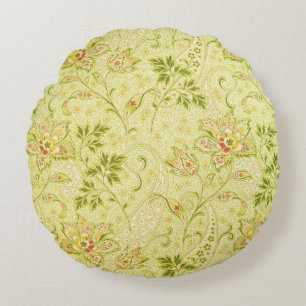 Classic Floral Wallpaper: Old Elegance Round Cushion