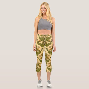 Classic floral wallpaper: stylised damask. capri leggings