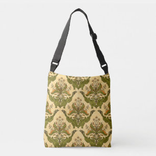Classic floral wallpaper: stylised damask. crossbody bag