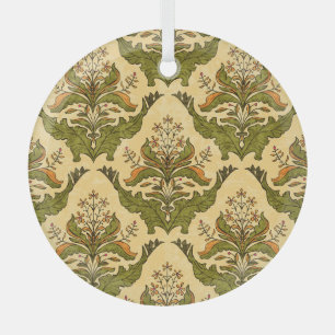 Classic floral wallpaper: stylised damask. glass tree decoration