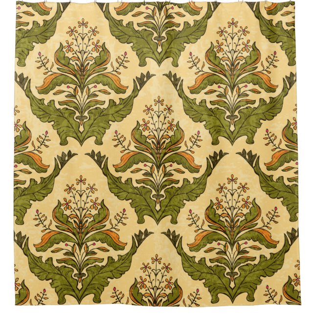 Classic floral wallpaper: stylised damask. shower curtain (Front)