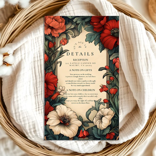 Classic Floral Wedding Art Nouveau Enclosure Card (Creator Uploaded)