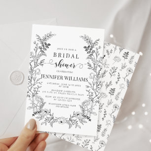 Classic floral wreath Bridal Shower Invitation