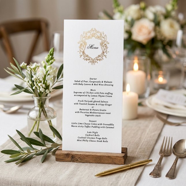 Classic Floral Wreath Monogram Wedding Menu (Creator Uploaded)