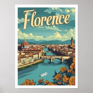 Classic Florence Italy Retro Vintage Travel Poster