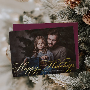 Classic Flourish   Happy Holidays Photo Foil Holiday Card
